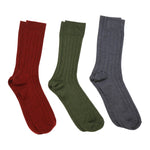 Men's Ribbed Socks Box | Red/Khaki/Grey | Set of 3