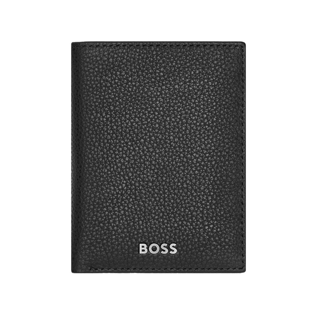 Hugo Boss Men's Classic Grained Leather Folding Card Holder Black