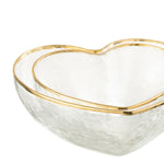 Hammered Glass Heart Snack Dish | Gold Rim | 12cm