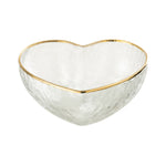 Hammered Glass Heart Snack Dish | Gold Rim | 15cm