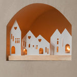 Heart Village Tealight Holder | White | 28cm