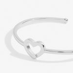 Heart Bangle Bracelet Bar | Silver Plated