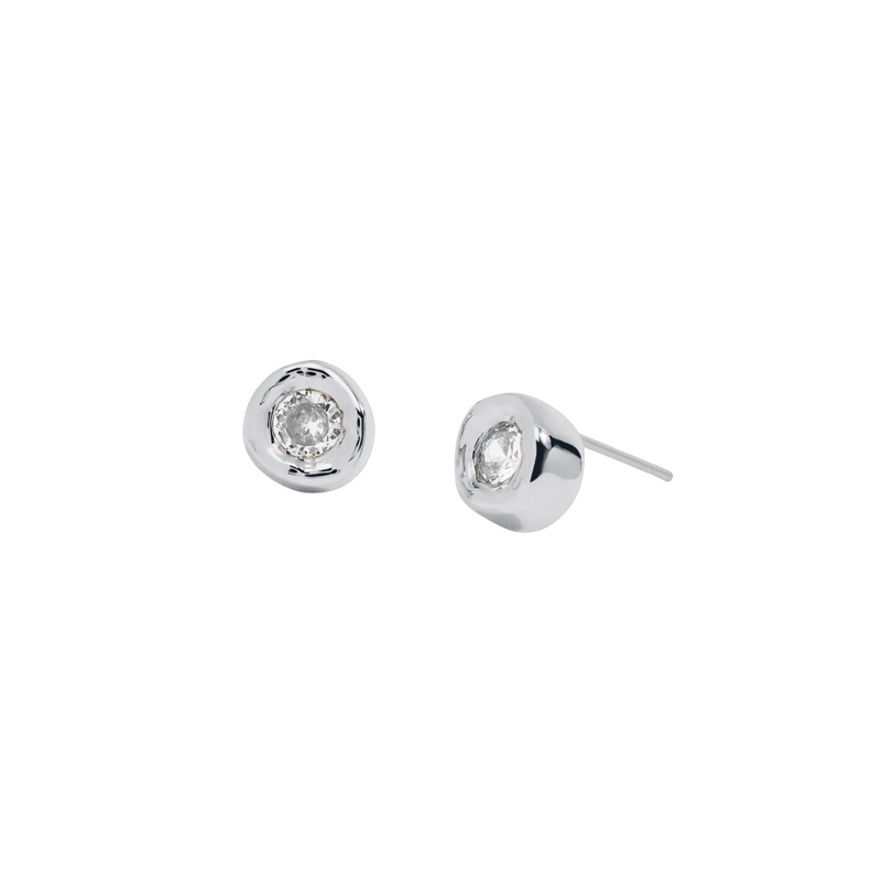 Solaria CZ Stud Earrings | Silver Plated