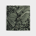 Abstract Animal Print Foil Scarf | Khaki