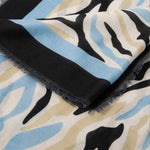Abstract Zebra Print Scarf | Ecru & Blue
