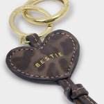 'Bestie' Heart Bag Charm & Keyring | Leopard Print