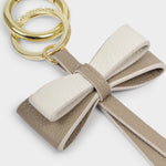 Bow Bag Charm Keyring | Loved | Light Taupe & Off White