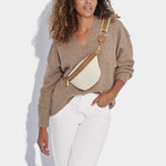 Capri Canvas Belt Bag | Tan & Off White