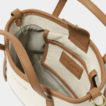 Capri Canvas Tote Bag | Tan & Off White | Mini