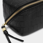 Fold-Out Faux Croc Mirror Make Up Bag | Black