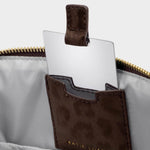 Fold-Out Leopard Print Mirror & Makeup Bag | Chocolate