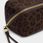 Fold-Out Leopard Print Mirror & Makeup Bag | Chocolate
