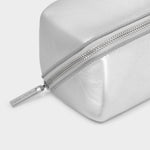 Patent Crackle Fold-Out Makeup Bag with Mirror | Silver