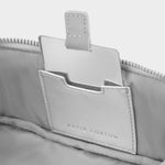 Patent Crackle Fold-Out Makeup Bag with Mirror | Silver