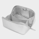 Patent Crackle Fold-Out Makeup Bag with Mirror | Silver