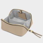 Fold-Out Mirror & Makeup Bag | Light Taupe
