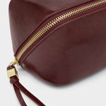 Fold-Out Patent Crackle Mirror & Makeup Bag | Cherry