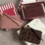 Gift Boxed Leopard Print Coin & Cardholder | Chocolate