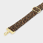 Leopard Print Canvas Bag Strap | Taupe/Camel