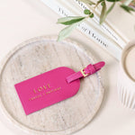 'Love Travel Explore' Sentiment Luggage Tag | Magenta
