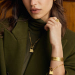 Luxe Lock Textured Bangle | Gold Coated