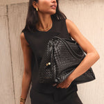 Nova Hand Woven Shoulder Bag | Black | Large