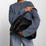 Nova Hand Woven Shoulder Bag | Black | Large