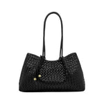 Nova Hand Woven Shoulder Tote Bag | Black | Small
