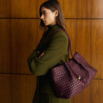 Nova Hand Woven Shoulder Tote Bag | Cherry | Small