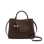 Nova Hand Woven Top Handle Bag | Chocolate