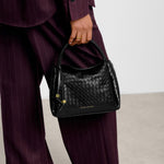 Nova Woven Texture Top Handle Bag | Black