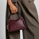 Nova Woven Texture Top Handle Bag | Cherry