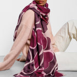 Organic Heart Print Scarf | Maroon