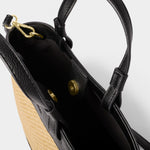 Riviera Raffia Tote Bag | Raffia & Black | Mini