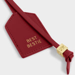 Sentiment Tag Bag Charm Keyring | Best Bestie | Crimson