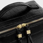 Soho Faux Croc Makeup & Wash Bag | Black | Medium