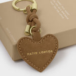 Suedette 'Key To My Heart' Gift Boxed Keyring | Caramel