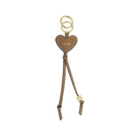 Suedette 'Loved' Heart Bag Charm & Keyring | Caramel