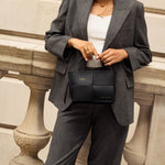 Taya Woven Suedette Top Handle Bag | Black