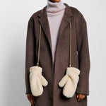 Teddy Mittens with Cord | Cream