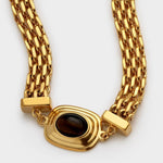 Tiger's Eye Button Bracelet | Gold Coated