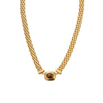Tiger's Eye Button Necklace | Gold Coated