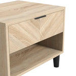 Stockholm Chevron 1 Drawer Bedside Cabinet | Natural/Black