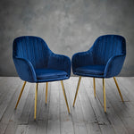 Lara Dining Chair | Royal Blue/Gold | Set of 2