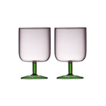 Torino Wine Glasses | Pink/Green | Set of 2