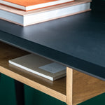 Maddox Mid-Century Modern Desk with Shelf | Black