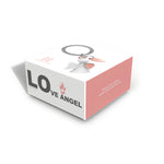 Angel with Rose Gold Heart Keyring | White
