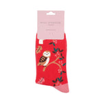 Women's Woodland Owl Socks | Bamboo | Red