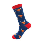 Men's Highland Cow Socks | Bamboo | Navy