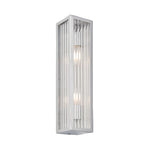 Newham Ribbed Double Bathroom Wall Light | Chrome/Clear